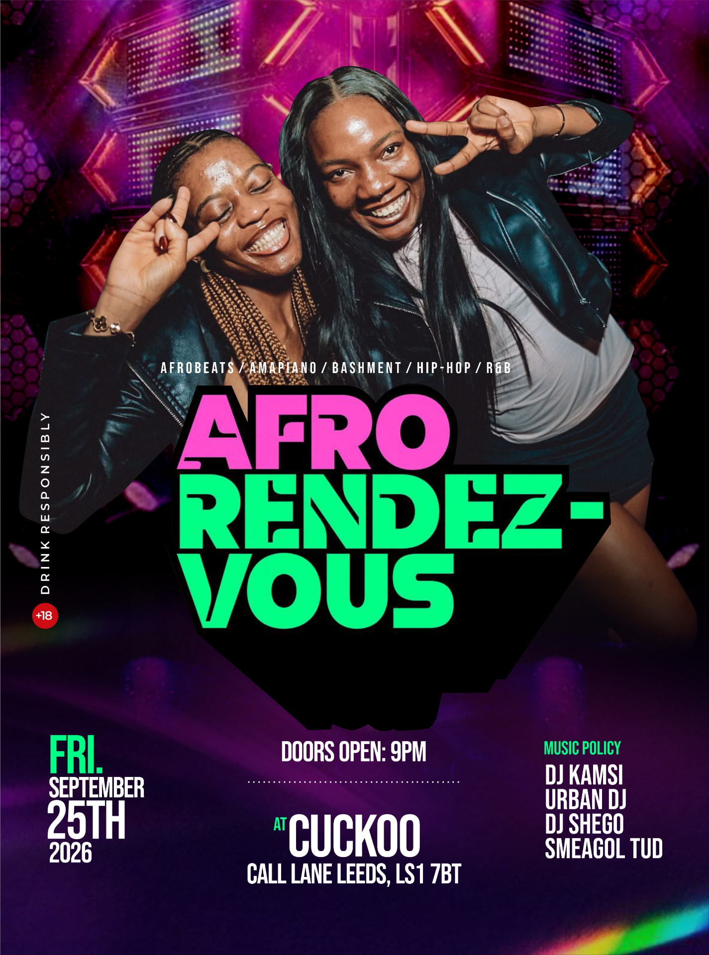 Alternate AFRORENDEZVOUS poster artwork for Friday 25 September 2026 at Cuckoo